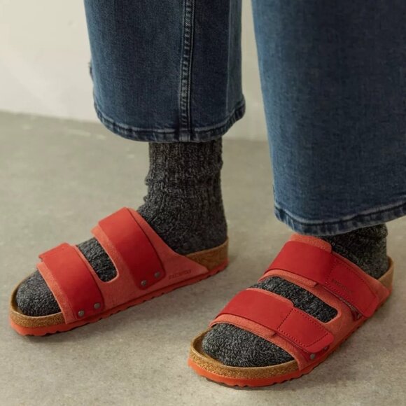 Birkenstock Uji Double Strap Slide Sandals Sienna Red Narrow - Picture 1 of 7